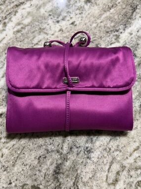 Coach Jewelry Case Satin Fold Over Jewelry Pouch Fuchsia Pink Purple Coach
